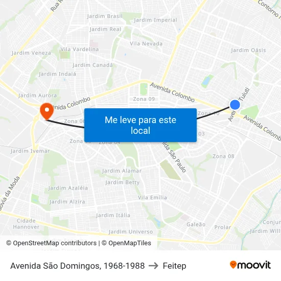 Avenida São Domingos, 1968-1988 to Feitep map