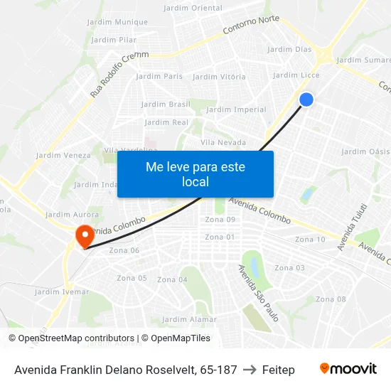Avenida Franklin Delano Roselvelt, 65-187 to Feitep map