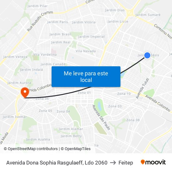 Avenida Dona Sophia Rasgulaeff, Ldo 2060 to Feitep map