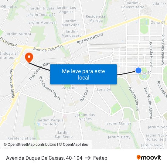 Avenida Duque De Caxias, 40-104 to Feitep map