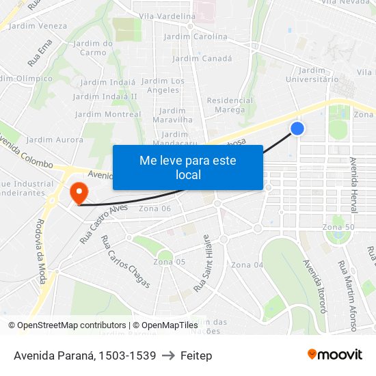 Avenida Paraná, 1503-1539 to Feitep map