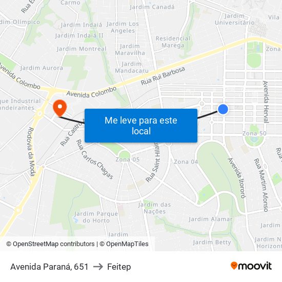 Avenida Paraná, 651 to Feitep map