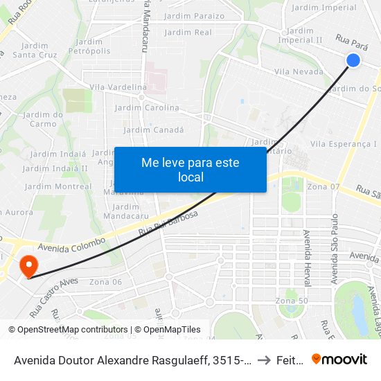 Avenida Doutor Alexandre Rasgulaeff, 3515-3663 to Feitep map