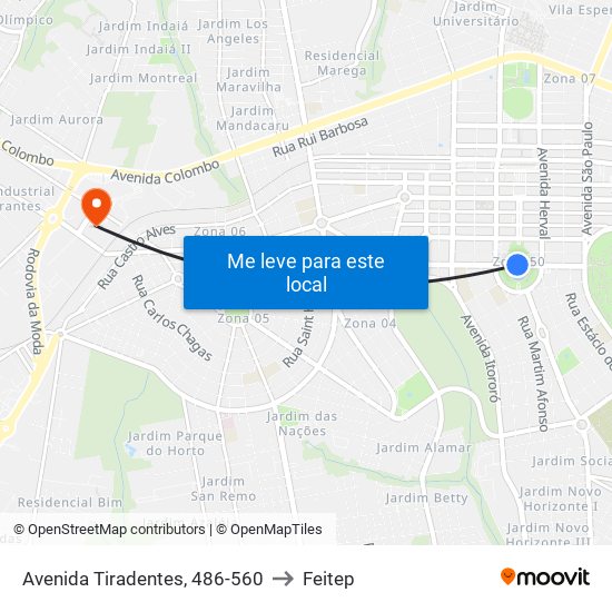 Avenida Tiradentes, 486-560 to Feitep map