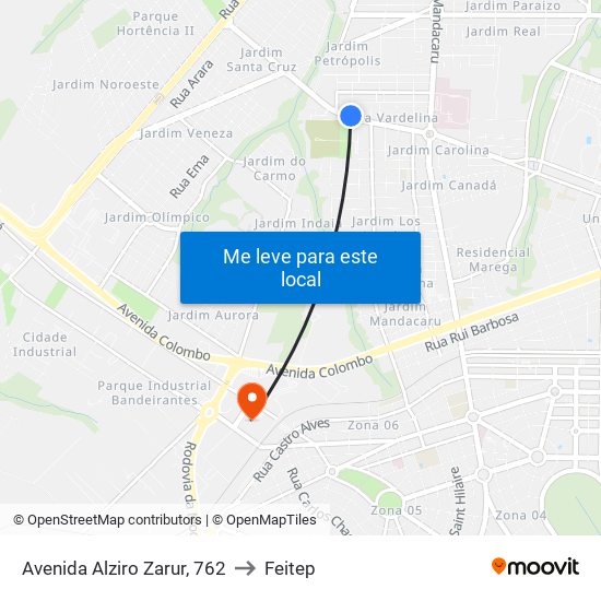 Avenida Alziro Zarur, 762 to Feitep map