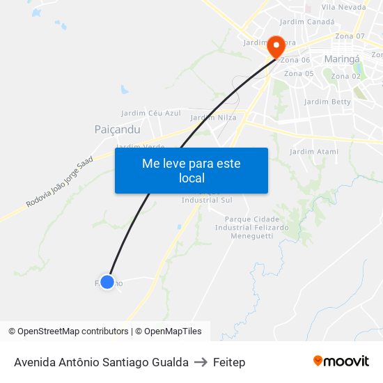 Avenida Antônio Santiago Gualda to Feitep map