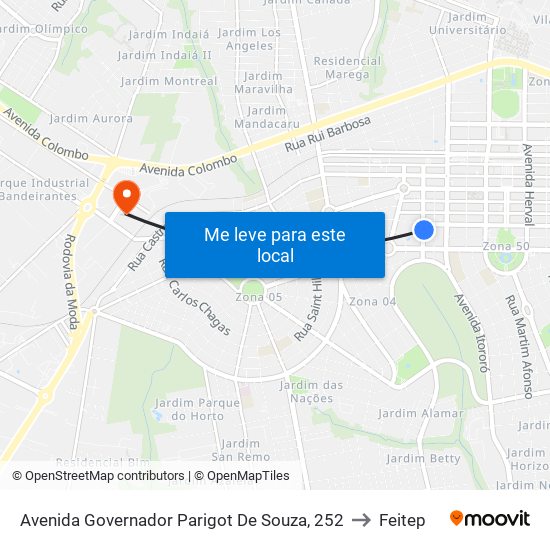 Avenida Governador Parigot De Souza, 252 to Feitep map