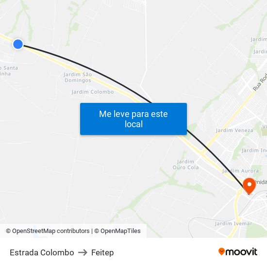 Estrada Colombo to Feitep map