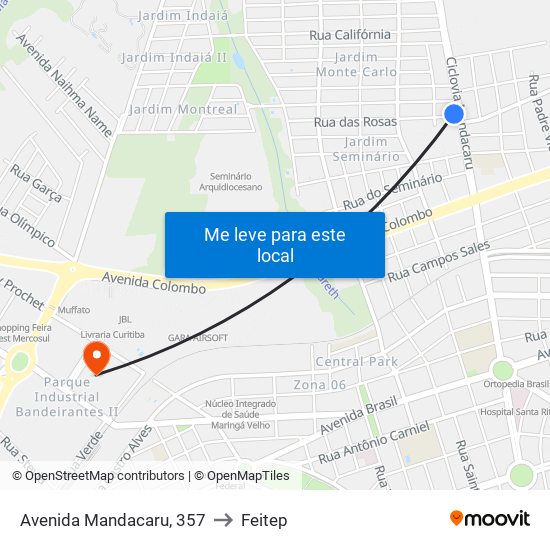 Avenida Mandacaru, 357 to Feitep map