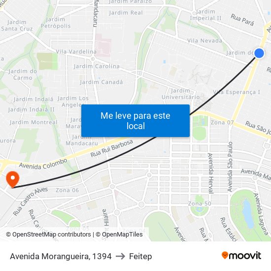 Avenida Morangueira, 1394 to Feitep map