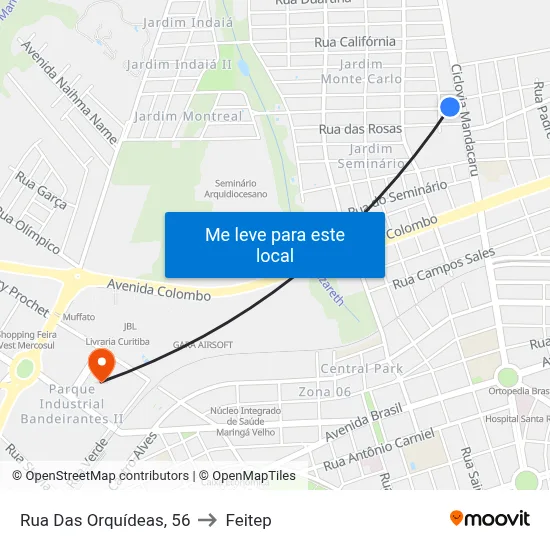 Rua Das Orquídeas, 56 to Feitep map