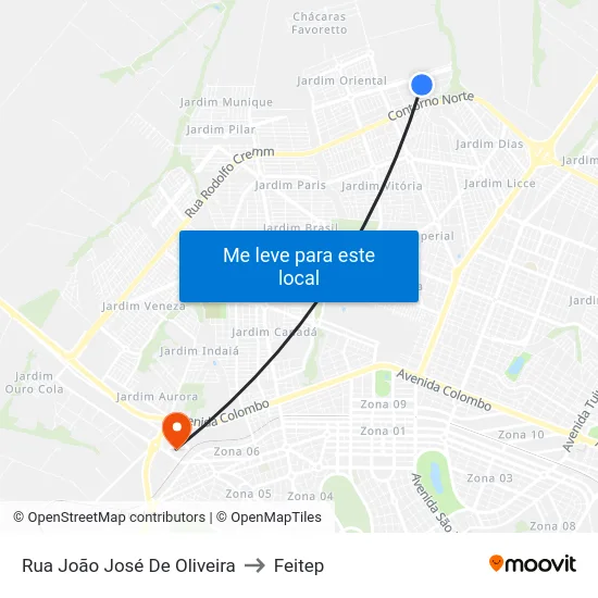 Rua João José De Oliveira to Feitep map