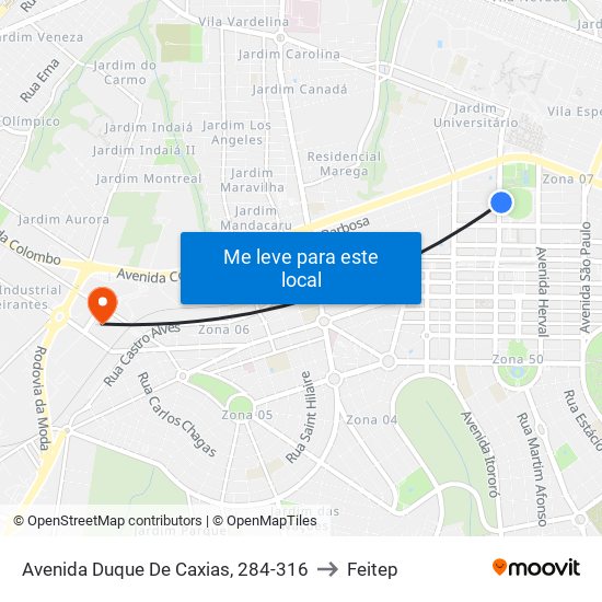 Avenida Duque De Caxias, 284-316 to Feitep map