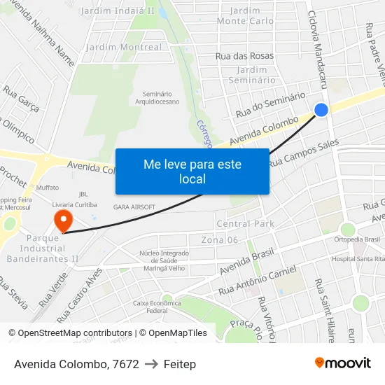 Avenida Colombo, 7672 to Feitep map