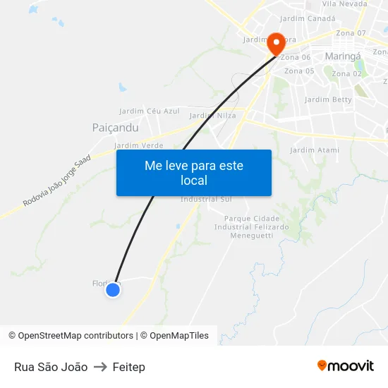 Rua São João to Feitep map
