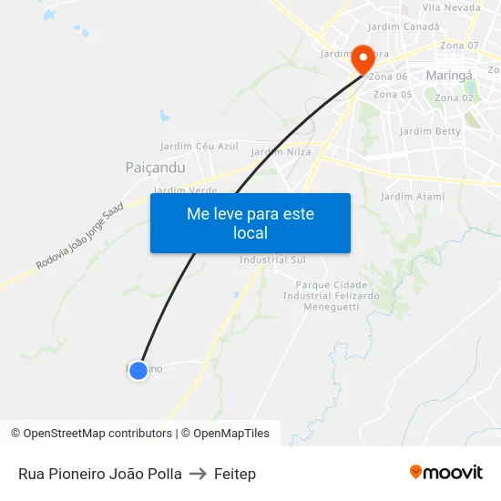 Rua Pioneiro João Polla to Feitep map