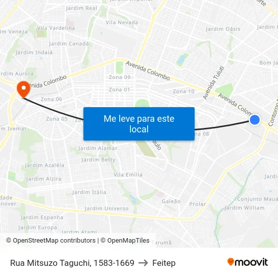 Rua Mitsuzo Taguchi, 1583-1669 to Feitep map