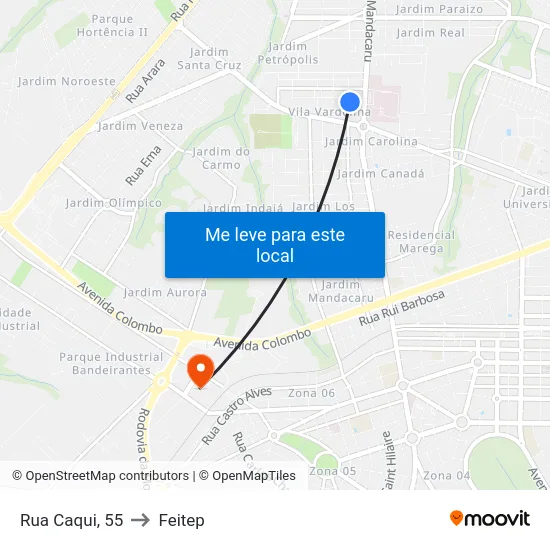 Rua Caqui, 55 to Feitep map
