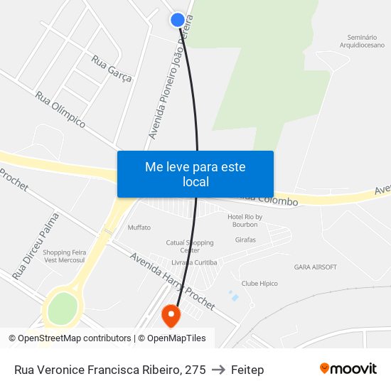Rua Veronice Francisca Ribeiro, 275 to Feitep map