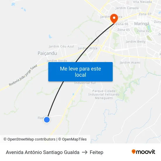 Avenida Antônio Santiago Gualda to Feitep map