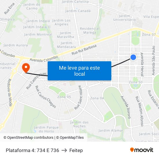 Plataforma 4: 734 E 736 to Feitep map