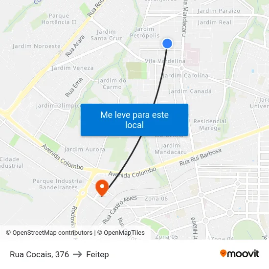 Rua Cocais, 376 to Feitep map