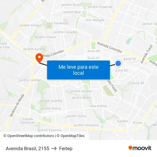 Avenida Brasil, 2155 to Feitep map