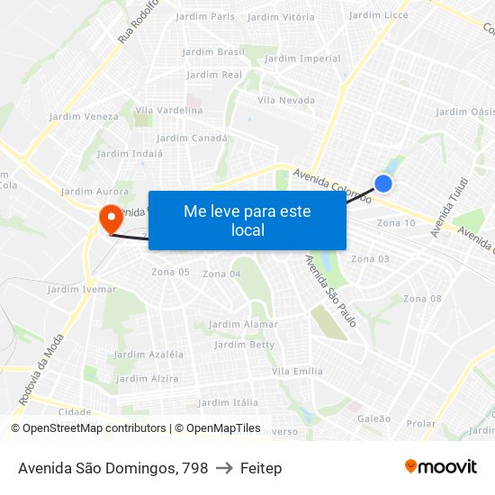 Avenida São Domingos, 798 to Feitep map