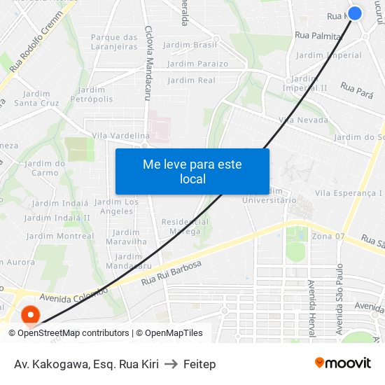 Av. Kakogawa, Esq. Rua Kiri to Feitep map