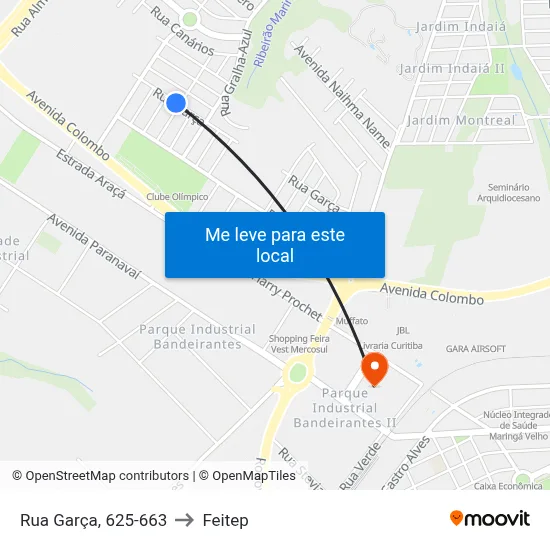 Rua Garça, 625-663 to Feitep map
