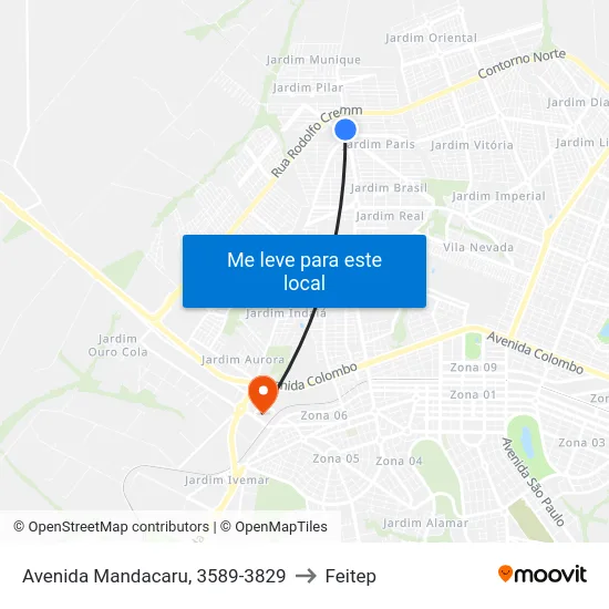Avenida Mandacaru, 3589-3829 to Feitep map