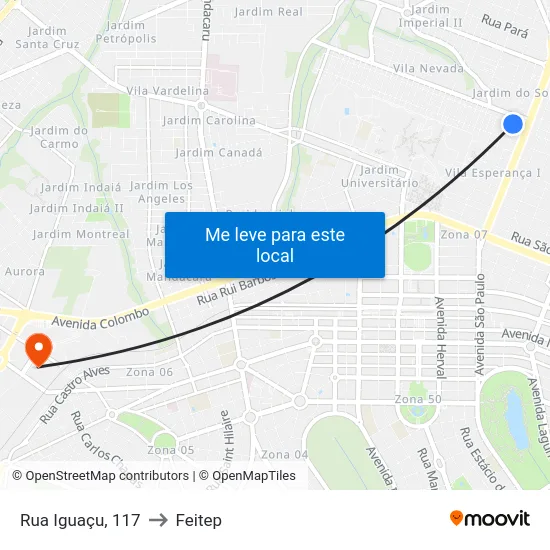 Rua Iguaçu, 117 to Feitep map