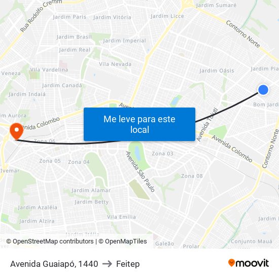 Avenida Guaiapó, 1440 to Feitep map