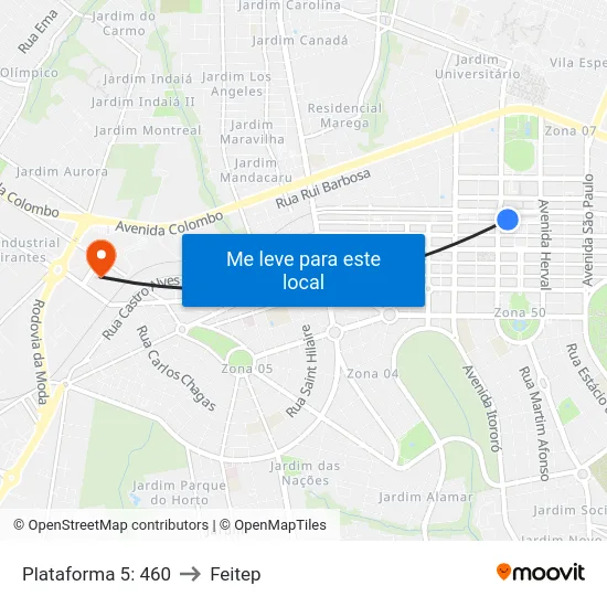 Plataforma 5: 460 to Feitep map