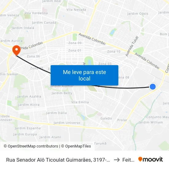 Rua Senador Alô Ticoulat Guimarães, 3197-3265 to Feitep map