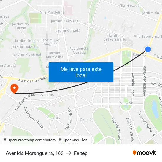 Avenida Morangueira, 162 to Feitep map