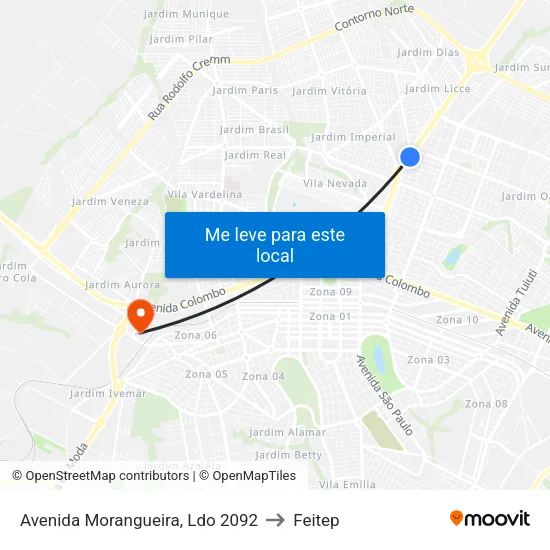 Avenida Morangueira, Ldo 2092 to Feitep map