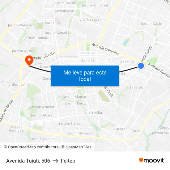 Avenida Tuiuti, 506 to Feitep map