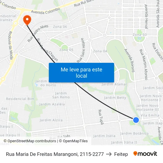 Rua Maria De Freitas Marangoni, 2115-2277 to Feitep map