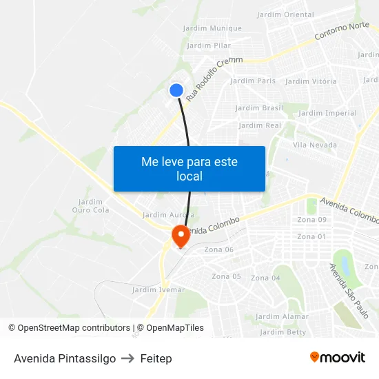 Avenida Pintassilgo to Feitep map