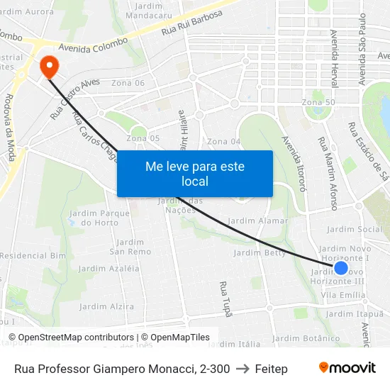 Rua Professor Giampero Monacci, 2-300 to Feitep map