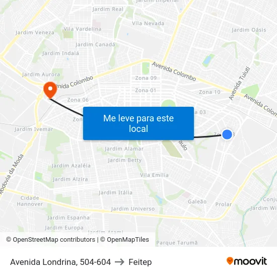 Avenida Londrina, 504-604 to Feitep map