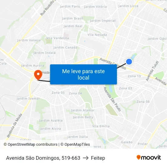 Avenida São Domingos, 519-663 to Feitep map