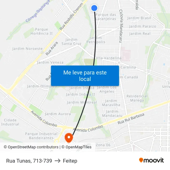 Rua Tunas, 713-739 to Feitep map