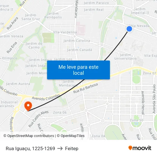 Rua Iguaçu, 1225-1269 to Feitep map