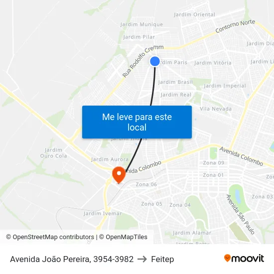 Avenida João Pereira, 3954-3982 to Feitep map