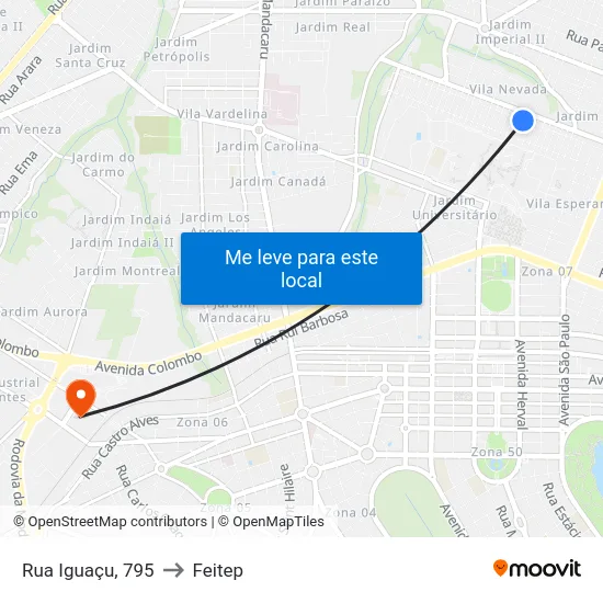 Rua Iguaçu, 795 to Feitep map