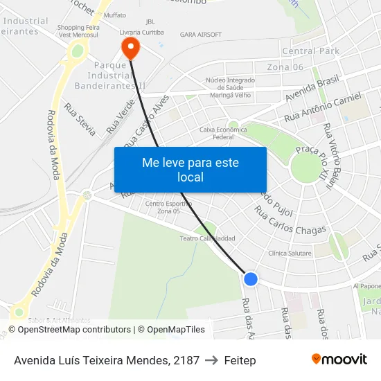 Avenida Luís Teixeira Mendes, 2187 to Feitep map