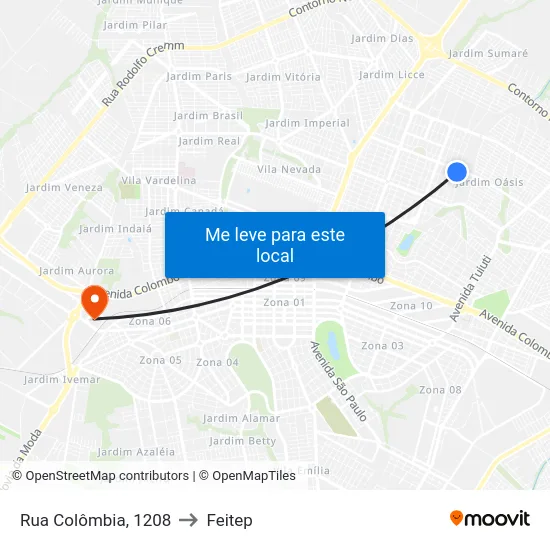 Rua Colômbia, 1208 to Feitep map