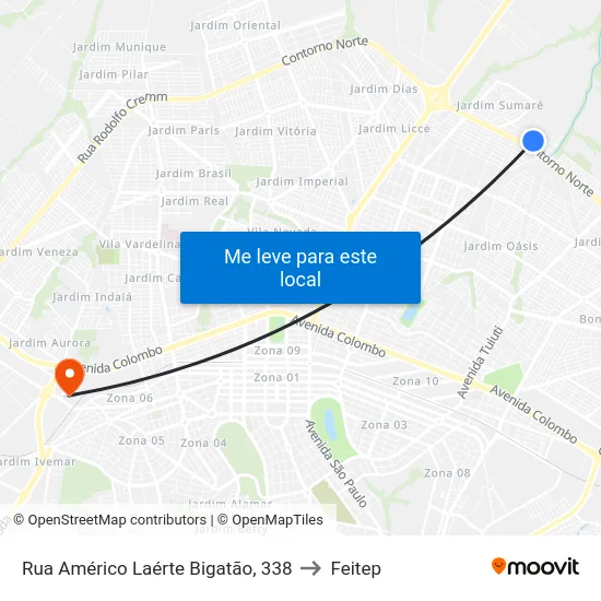 Rua Américo Laérte Bigatão, 338 to Feitep map